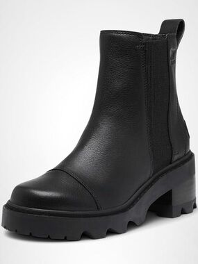 Sorel Black Leather Chelsea Lug Bootie - Women